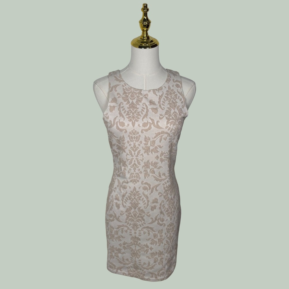 snap taupe beige paisley sleeveless mini dress boho chic western granola Y2K